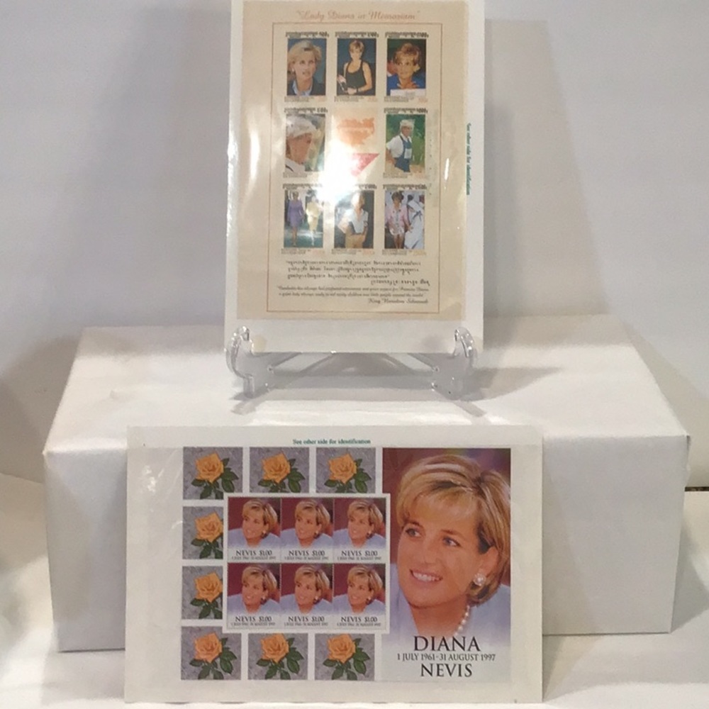 Two sets of Vintage Stamps-Princess Diana memorial stamps in original packaging